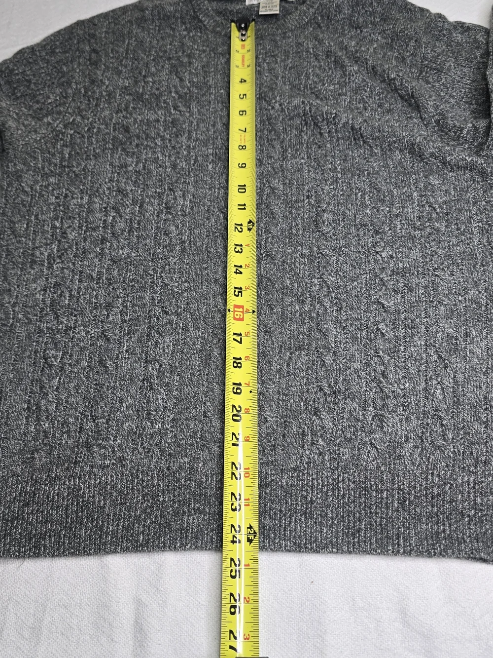 Geoffrey Beene Men's Gray Cable Knit Sweater Size Large Crew Neck